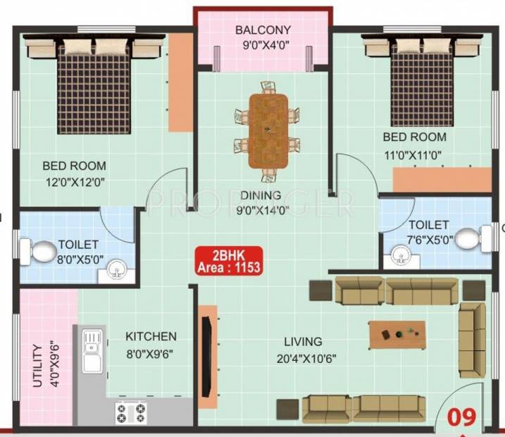 NSS YD Loutes (2BHK+2T (1,153 sq ft) 1153 sq ft)