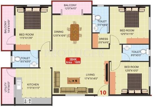 NSS YD Loutes (3BHK+3T (1,609 sq ft) 1609 sq ft)