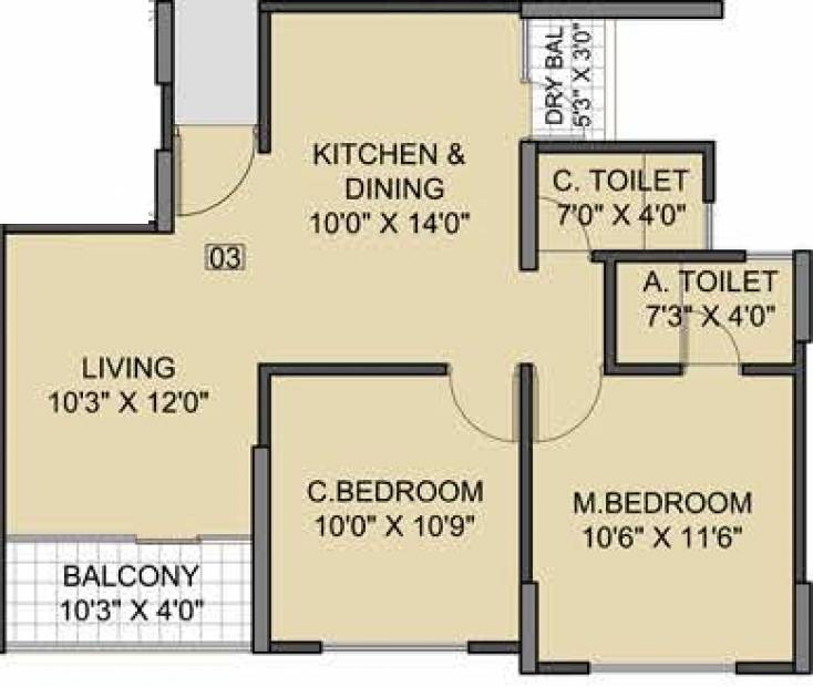 Gagan Panama Phase 1 (2BHK+2T (609.02 sq ft) 609.02 sq ft)