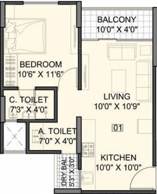 Gagan Panama Phase 1 (1BHK+2T (423.02 sq ft) 423.02 sq ft)