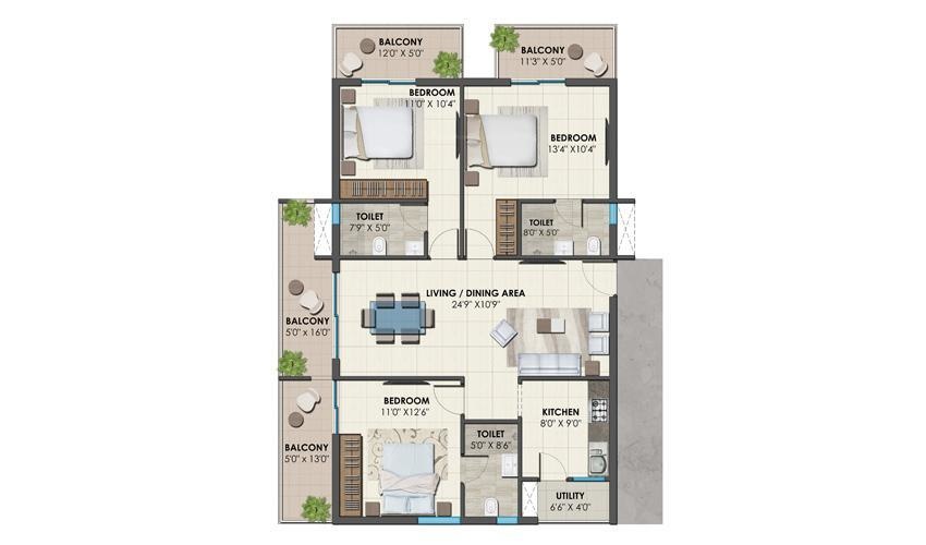 Bonsai Arbour (3BHK+3T (1,440 sq ft) 1440 sq ft) Bonsai Arbour (3BHK+3T (1,440 sq ft) 1440 sq ft)