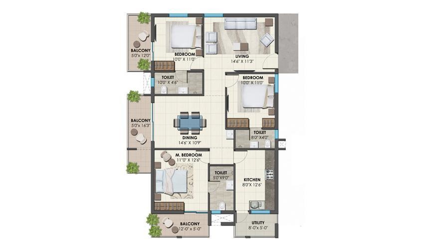 Bonsai Arbour (3BHK+3T (1,650 sq ft) 1650 sq ft) Bonsai Arbour (3BHK+3T (1,650 sq ft) 1650 sq ft)