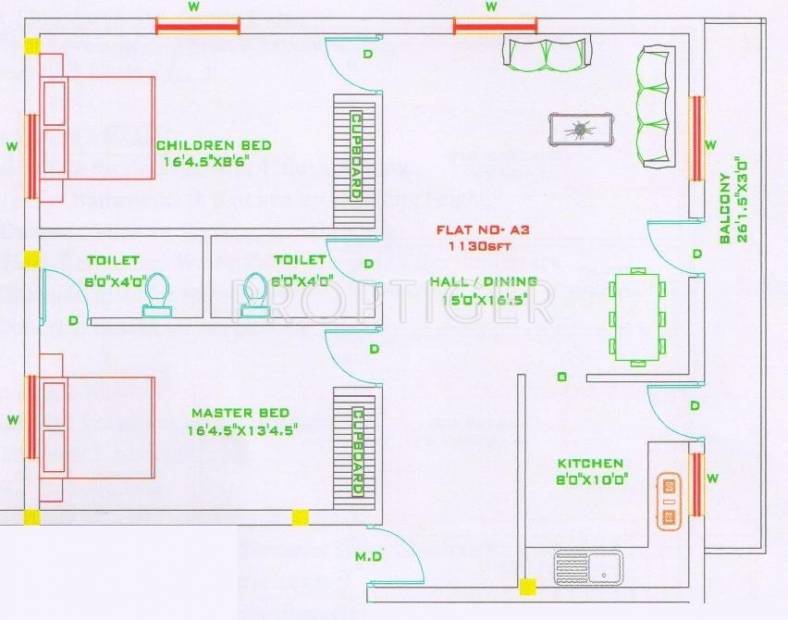 Naveen Green Mothers Villa (2BHK+2T (1,130 sq ft) 1130 sq ft)