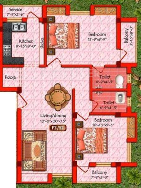 Raama Shri Ram Priya Avenue (2BHK+2T (985 sq ft)   Pooja Room 985 sq ft)