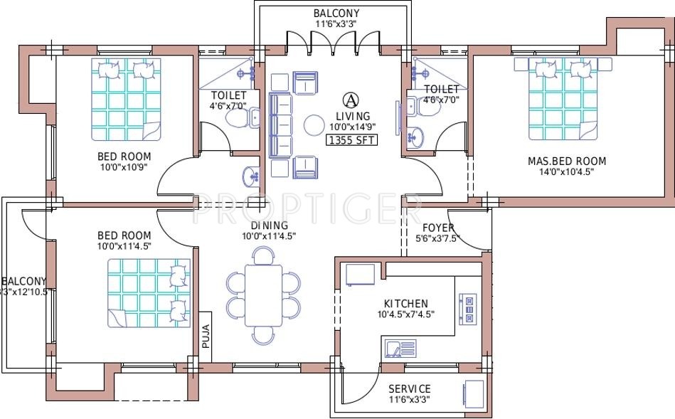 Priams Nivasini (3BHK+2T (1,365 sq ft) 1365 sq ft) Priams Nivasini (3BHK+2T (1,365 sq ft) 1365 sq ft)