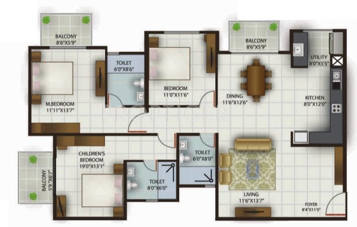 Century Celeste (3BHK+3T (1,775 sq ft) 1775 sq ft)