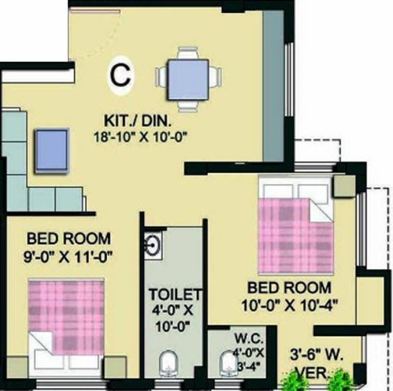 Green View (2BHK+2T (780 sq ft) 780 sq ft) Green View (2BHK+2T (780 sq ft) 780 sq ft)