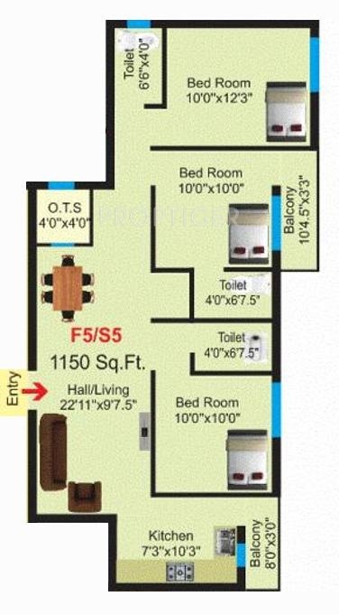 Mahaveer Helios (3BHK+3T (1,150 sq ft) 1150 sq ft)