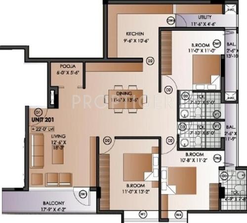 MCB Kay Arr Elphinston (3BHK+3T (1,691 sq ft)   Pooja Room 1691 sq ft)