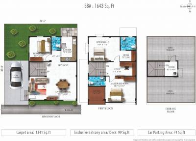 Alliance Humming Gardens Villas (3BHK+3T (1,643 sq ft) + Study Room 1643 sq ft)