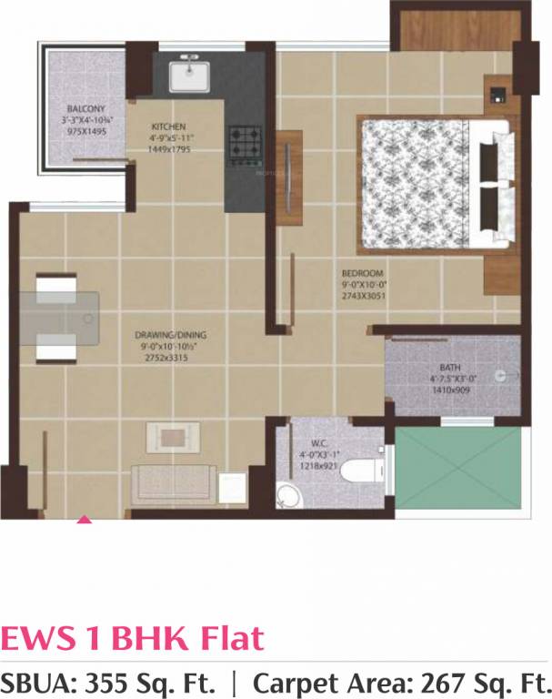 SSBC Prangan (1BHK+1T (267.05 sq ft) 267.05 sq ft)