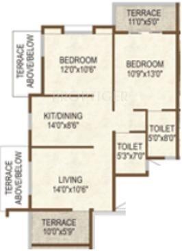Achalare Tierra Viva (2BHK+2T (939 sq ft) 939 sq ft)
