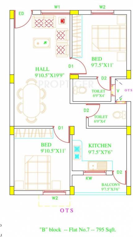 Ruby Flamingo (2BHK+2T (795 sq ft) 795 sq ft)