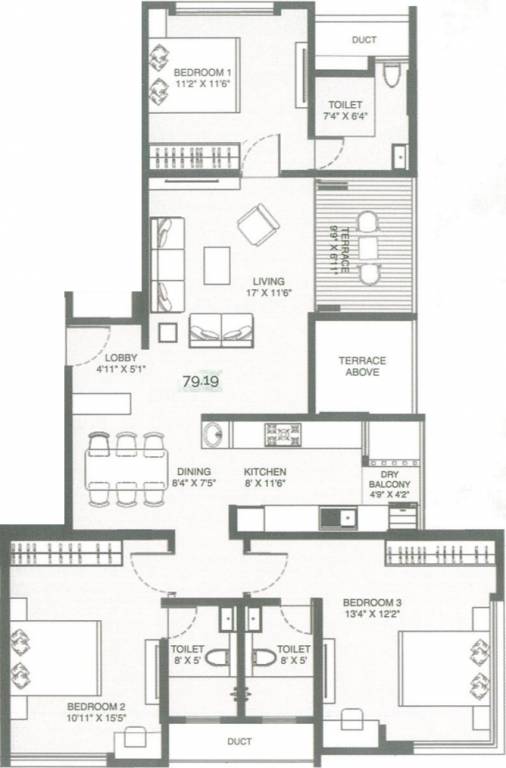 Raviraj The Secret Garden (3BHK+3T (852.39 sq ft) 852.39 sq ft)