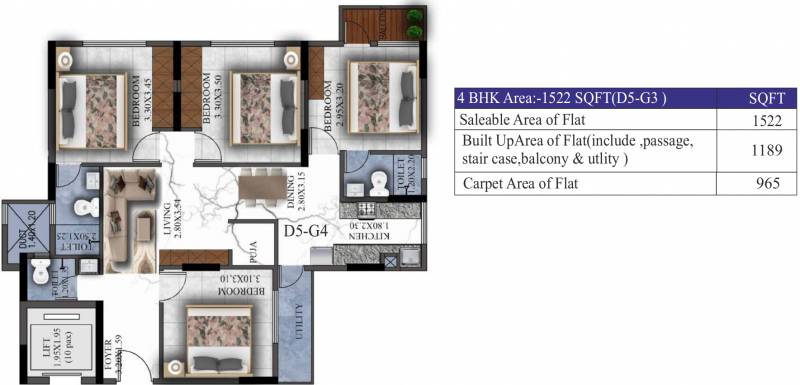 Sovereign Sovereign Unnathi (4BHK+3T (1,522 sq ft) 1522 sq ft)