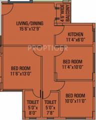 Siddha Pine Woods (3BHK+2T (1,160 sq ft) 1160 sq ft)