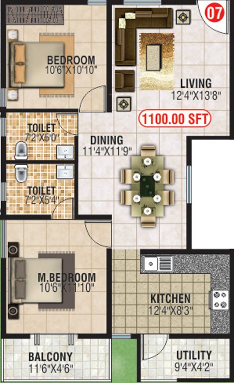 Shiva Shakthi Springfields (2BHK+2T (1,100 sq ft) 1100 sq ft)