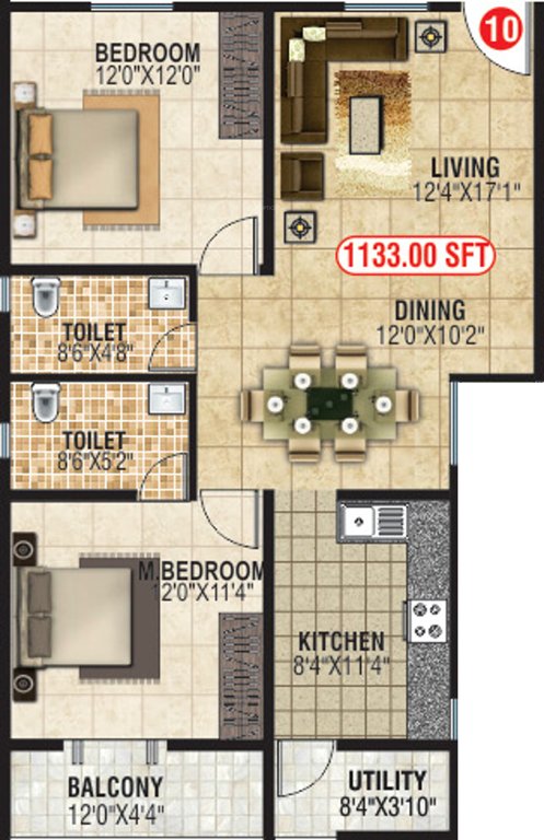 Shiva Shakthi Springfields (2BHK+2T (1,133 sq ft) 1133 sq ft)