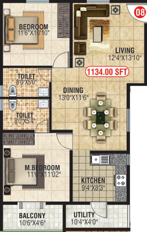 Shiva Shakthi Springfields (2BHK+2T (1,134 sq ft) 1134 sq ft)