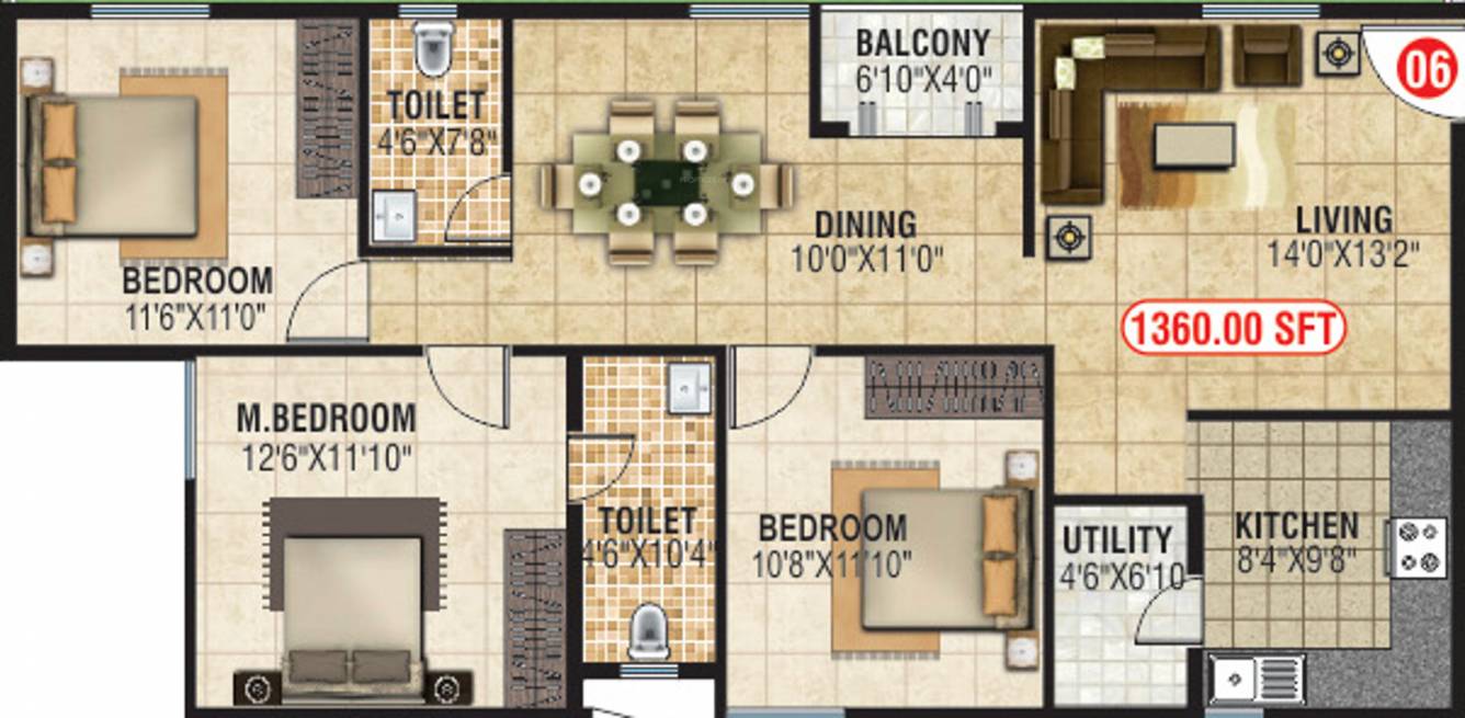Shiva Shakthi Springfields (3BHK+2T (1,360 sq ft) 1360 sq ft) Shiva Shakthi Springfields (3BHK+2T (1,360 sq ft) 1360 sq ft)