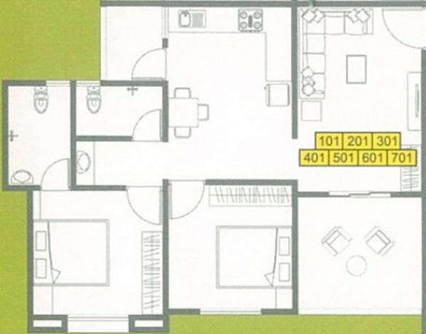 Ashish Laxmi Angan (2BHK+2T (638.52 sq ft) 638.52 sq ft)