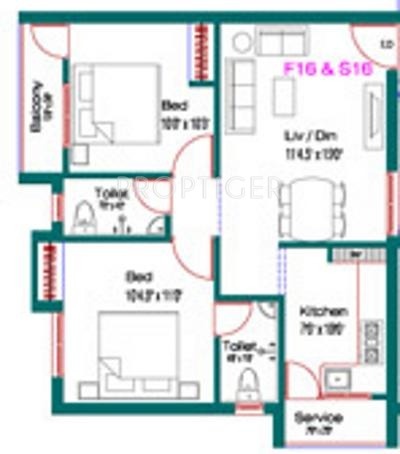 Ruby Royal Park (2BHK+2T (825 sq ft) 825 sq ft)