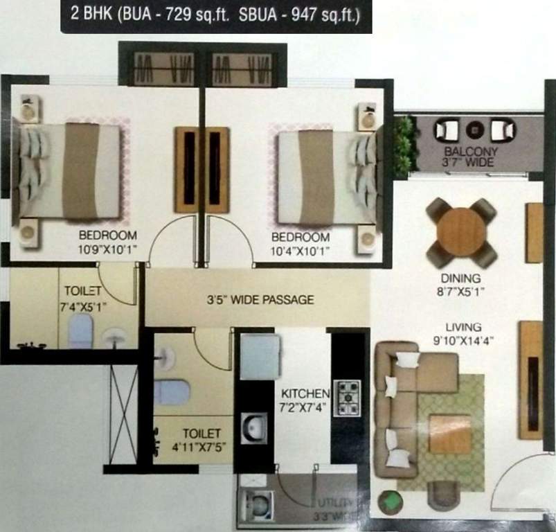 Primarc The Soul (2BHK+2T (947 sq ft) 947 sq ft)