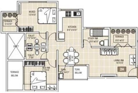 Raviraj Astria (2BHK+2T (1,070 sq ft) + Study Room 1070 sq ft)