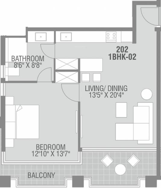 Sun Sol Banyan Grand (1BHK+1T (682 sq ft) 682 sq ft)