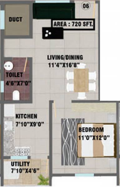 Accent Kruthika Nilaya (1BHK+1T (720 sq ft) 720 sq ft)