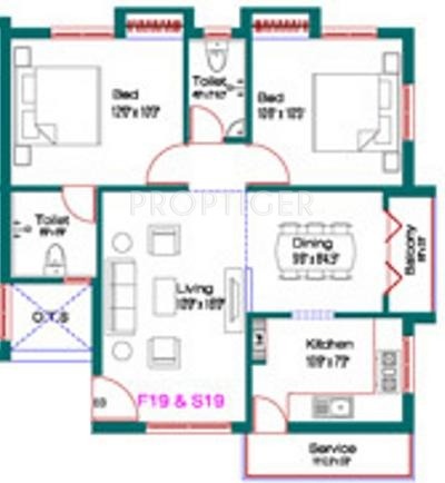 Ruby Royal Park (2BHK+2T (949 sq ft) 949 sq ft)