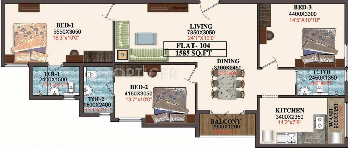 Shrusti Vedanshi (3BHK+3T (1,585 sq ft) 1585 sq ft) Shrusti Vedanshi (3BHK+3T (1,585 sq ft) 1585 sq ft)