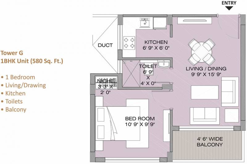 Pacific Golf Estate (1BHK+1T (580 sq ft) 580 sq ft)