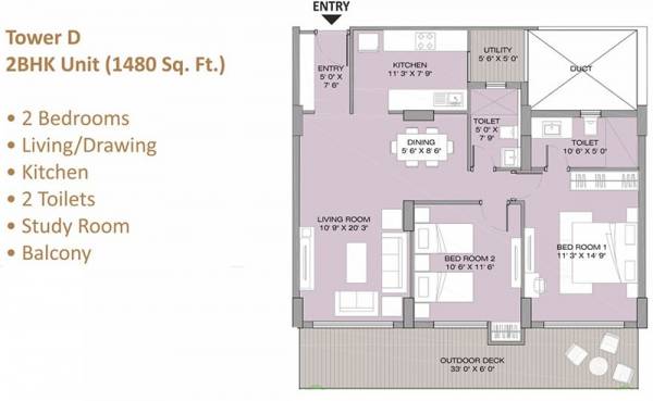 Pacific Golf Estate (2BHK+2T (1,480 sq ft) 1480 sq ft)