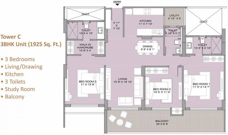 Pacific Golf Estate (3BHK+3T (1,925 sq ft) 1925 sq ft)