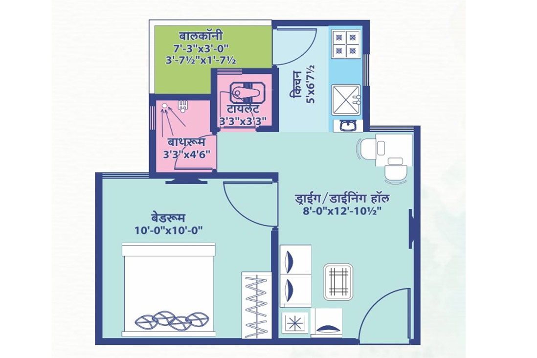 Elegant Vaishali Utsav (1BHK+1T (408.81 sq ft) 408.81 sq ft)
