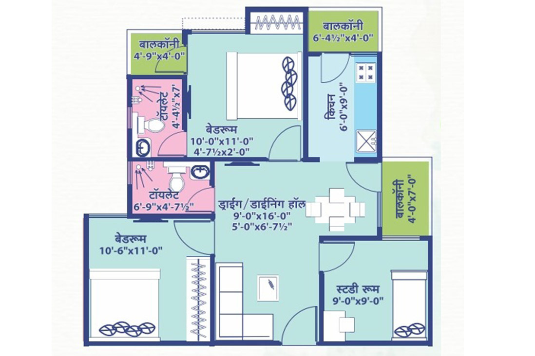 Elegant Vaishali Utsav (3BHK+3T (644.33 sq ft) 644.33 sq ft)