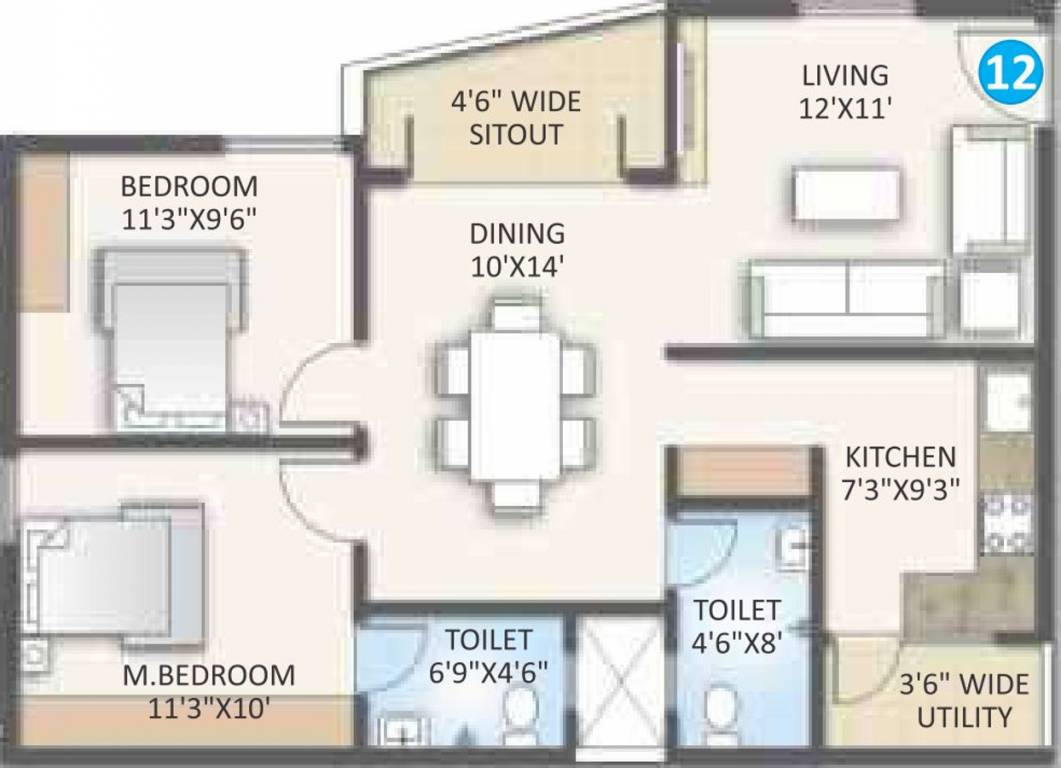 Rsun Clover Apartments Homes (2BHK+2T (1,005 sq ft) 1005 sq ft)