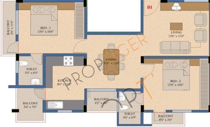 Manar Sungleam (2BHK+2T (1,050 sq ft) 1050 sq ft)