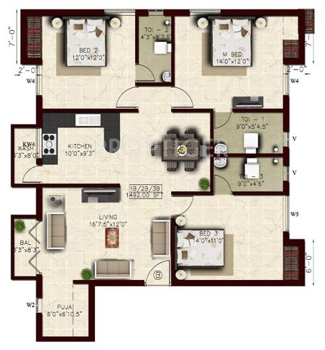 India Padmalaya (3BHK+3T (1,492 sq ft) Pooja Room 1492 sq ft) India Padmalaya (3BHK+3T (1,492 sq ft) Pooja Room 1492 sq ft)