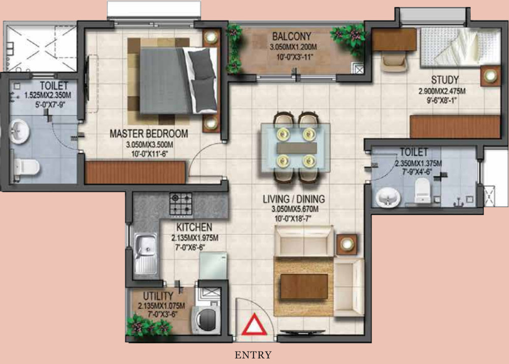 Provident Adora De Goa 1 Balinese Residences (2BHK+2T (810 sq ft) 810 sq ft)