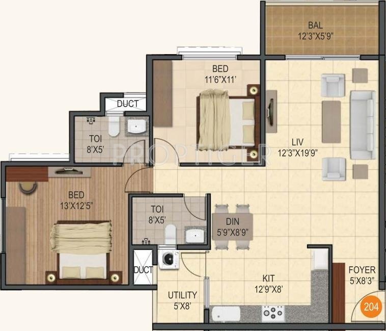 Sumadhura Silver Ripples (2BHK+2T (1,285 sq ft) 1285 sq ft)