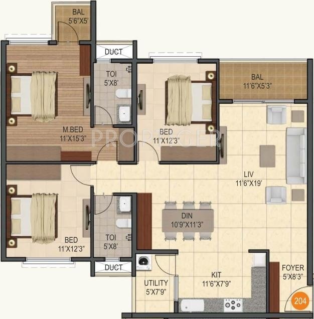 Sumadhura Silver Ripples (3BHK+2T (1,585 sq ft) 1585 sq ft)