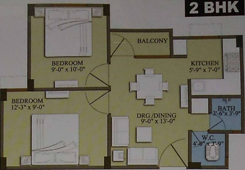 Ricco Anandam Homes (2BHK+2T (406.66 sq ft) 406.66 sq ft)