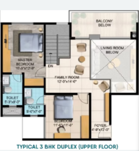 Upper Level Duplex Plan blue Floor Plan Upper Level Duplex Plan