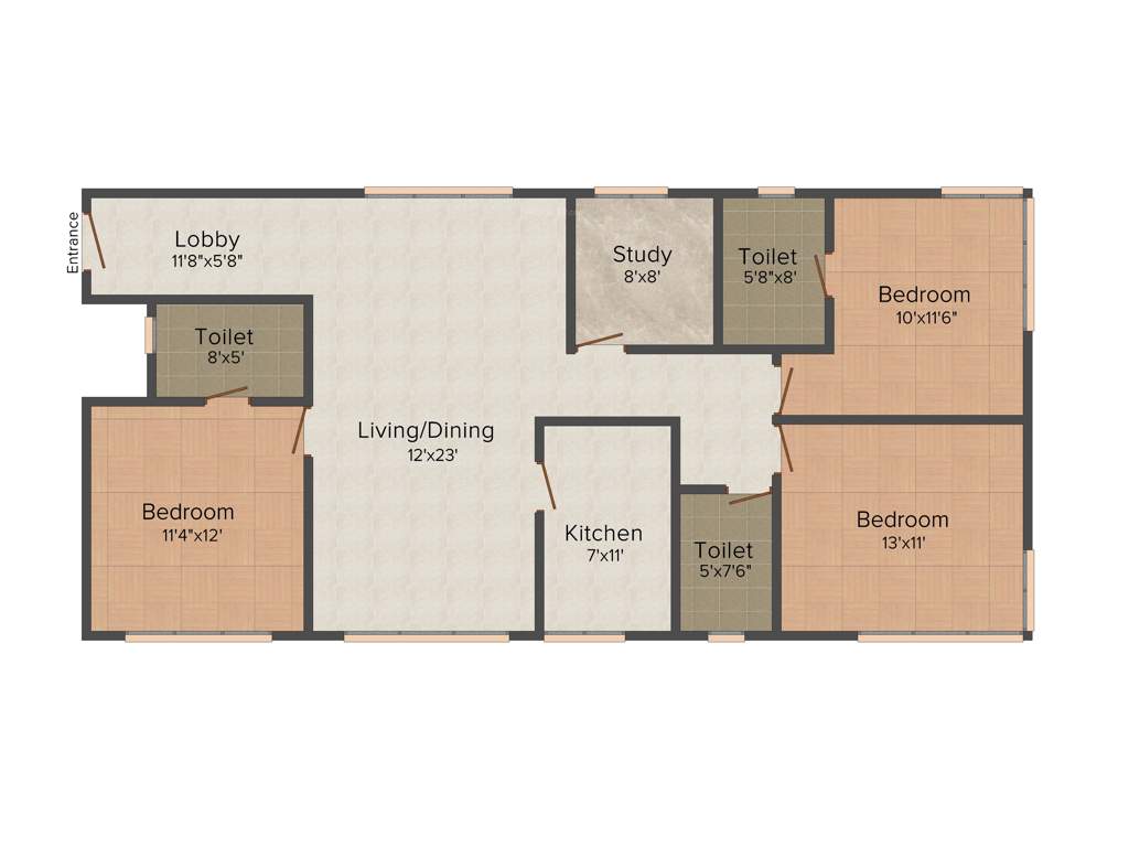 Aswan The Marquis (3BHK+3T (1,381 sq ft) + Study Room 1381 sq ft)