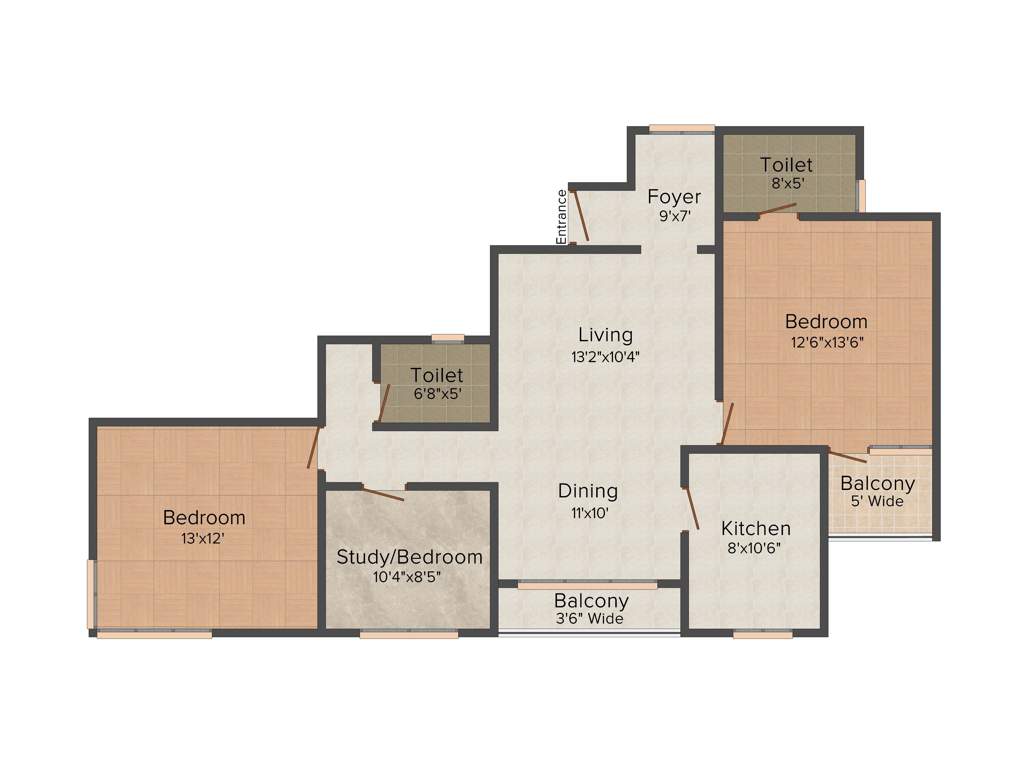 Aswan The Marquis (2BHK+2T (1,295 sq ft) + Study Room 1295 sq ft)