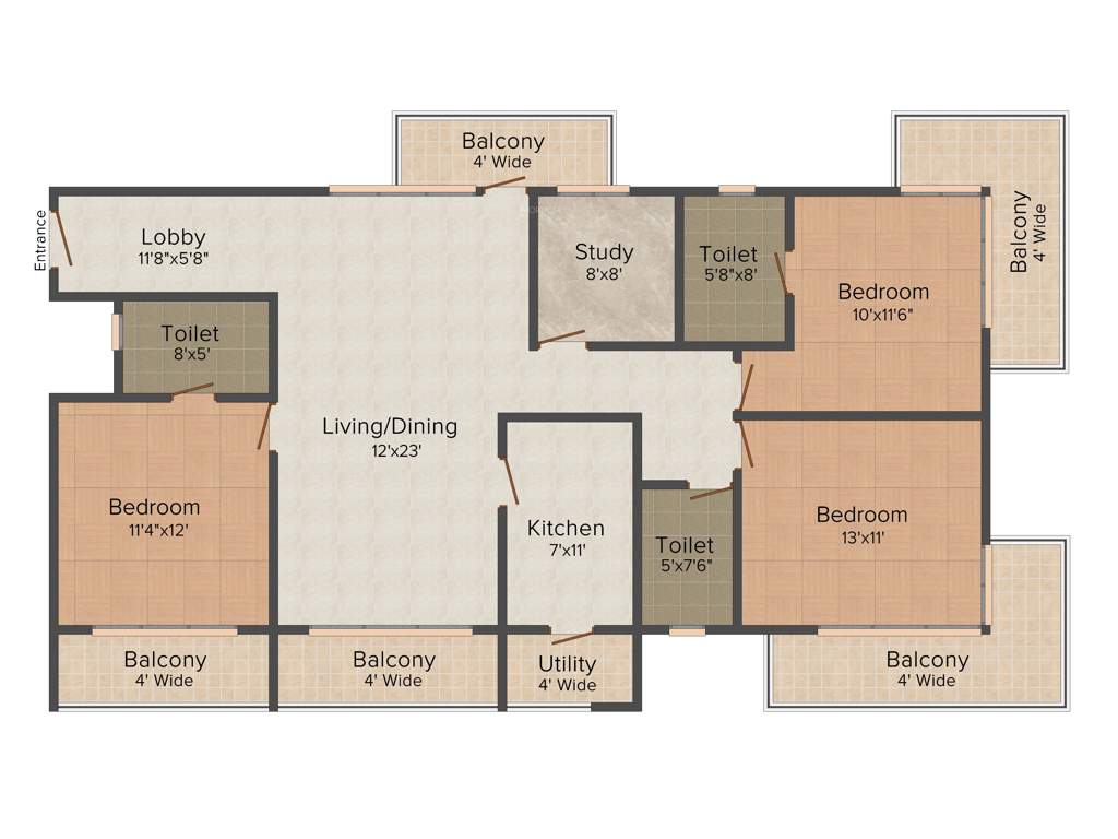 Aswan The Marquis (3BHK+3T (1,754 sq ft) + Study Room 1754 sq ft)