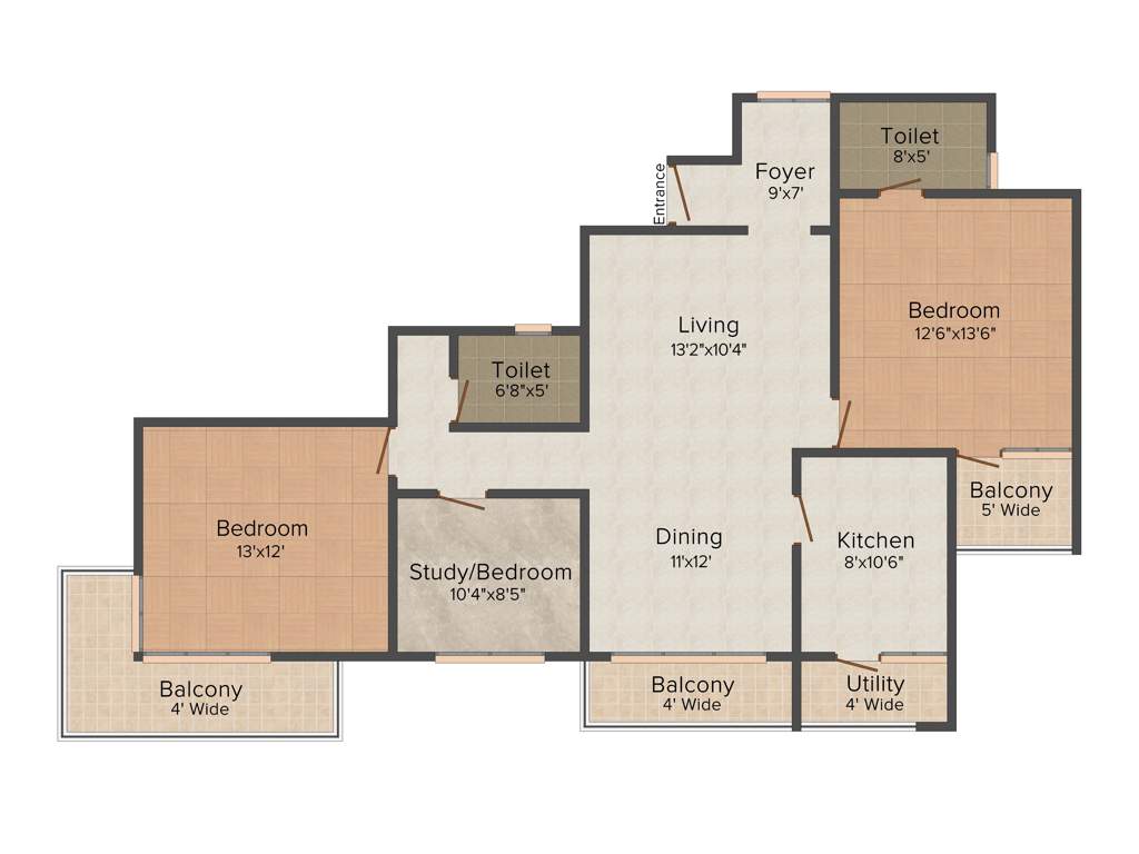 Aswan The Marquis (2BHK+2T (1,503 sq ft) + Study Room 1503 sq ft)