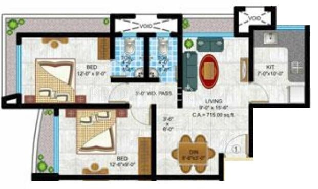 Navkar Group Brij Floor Plan (2BHK+2T)
